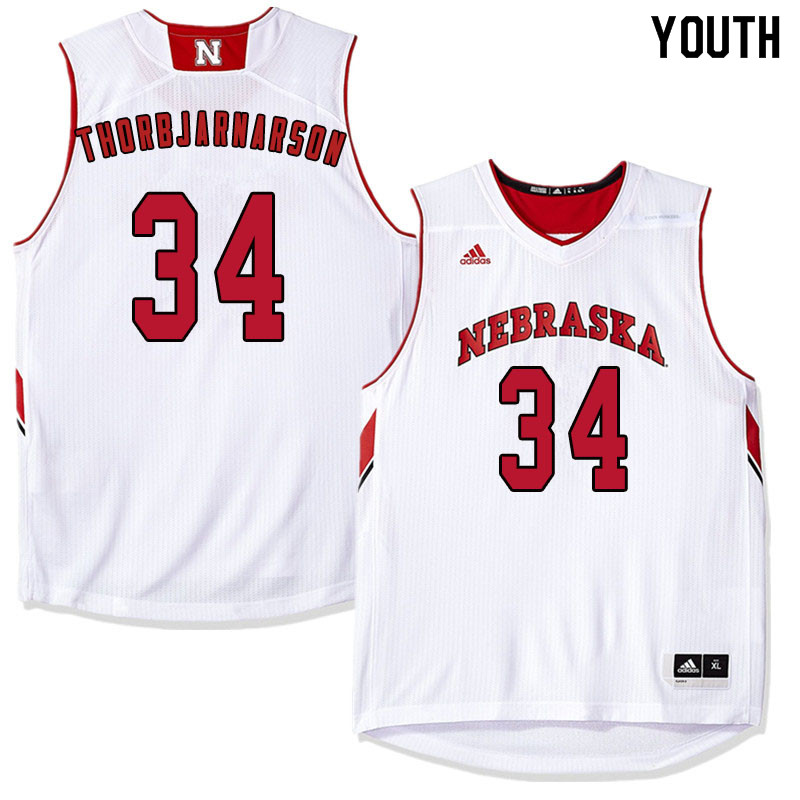 Youth Nebraska Cornhuskers #34 Thorir Thorbjarnarson College Basketball Jersyes Sale-White